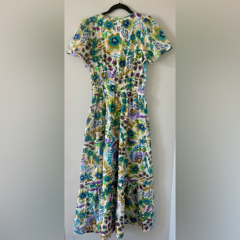 Johnny Was Ikat Bloom Tiered Floral Print Midi Dress Size Small - Picture 9 of 12